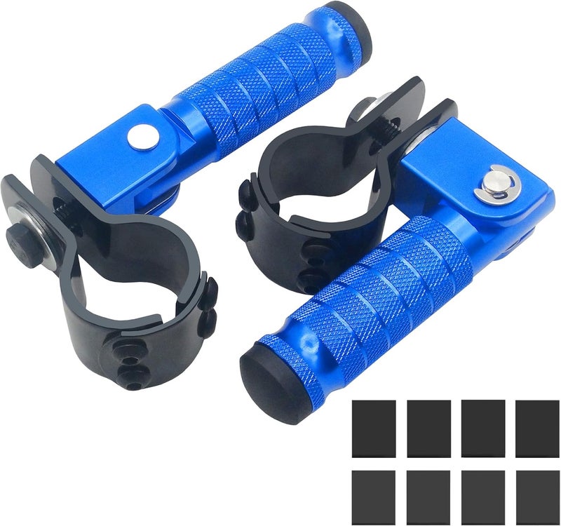 JXPANG M8 Motorcycle CNC Aluminum 90 Degree Folding Rearsets Folded Motorbike Footrest Bicycle Footpegs Foot Pegs Pedal Universal (Blue) - Image 1